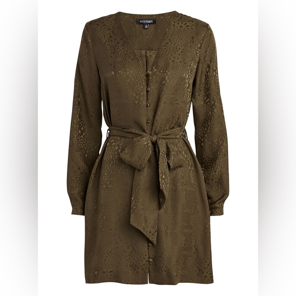 Intermix Private Label Natasha Belted Silk Mini Dress - Picture 2 of 6